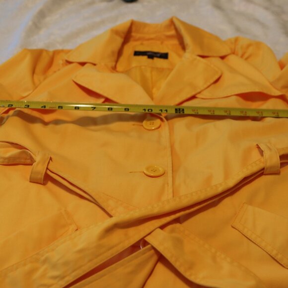Black Rivet Sunny Yellow Trench Water Resistant Jacket Tie Belt Size Large - Picture 6 of 16
